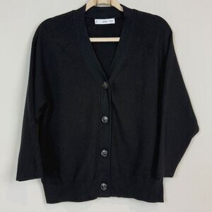 Mango Black Boxy Cardigan Sweater XS